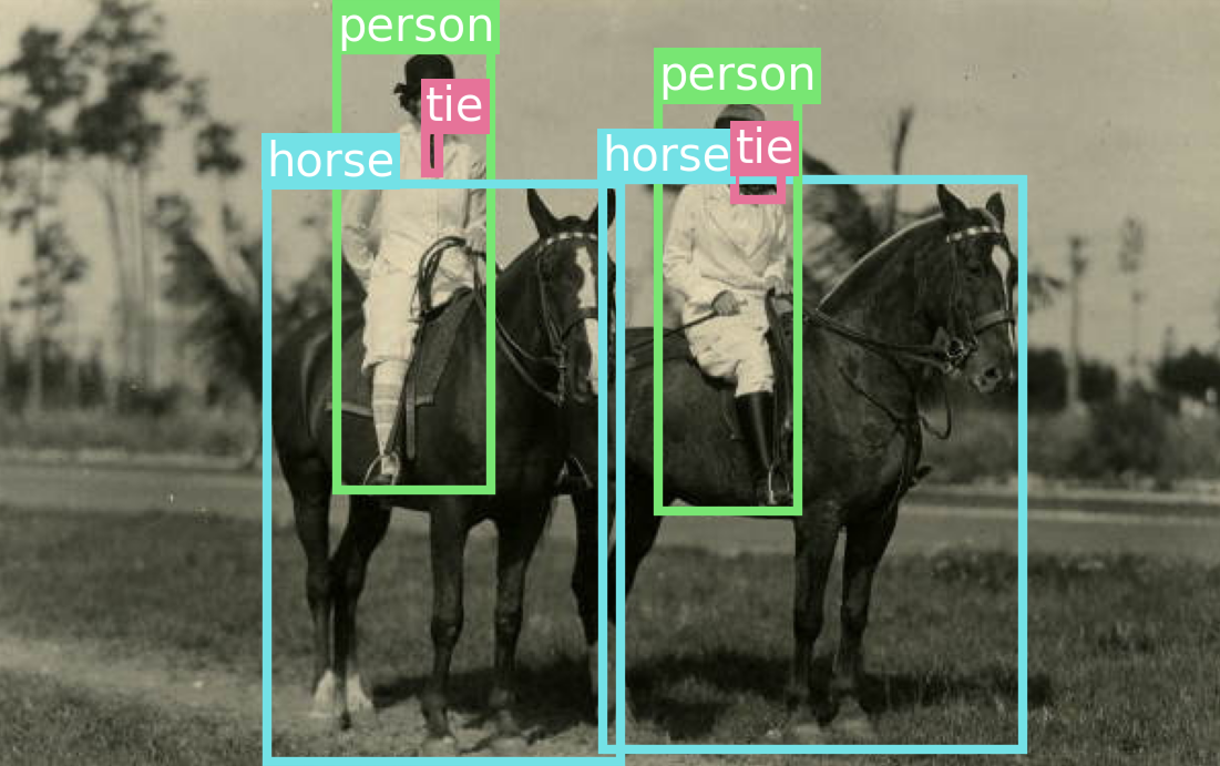 Object detectors draw boxes around objects in an image and label them.